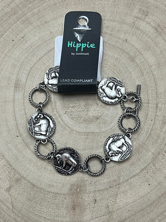 Western Buffalo Coin Toggle Bracelet