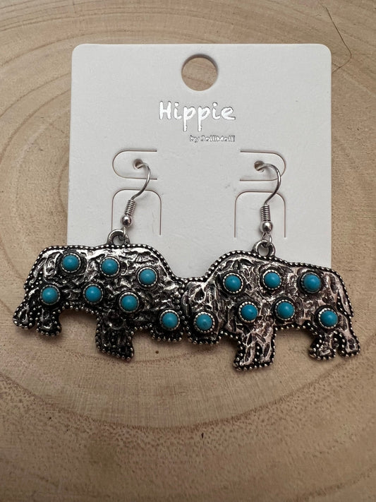Western Buffalo Stone Dangle Earrings
