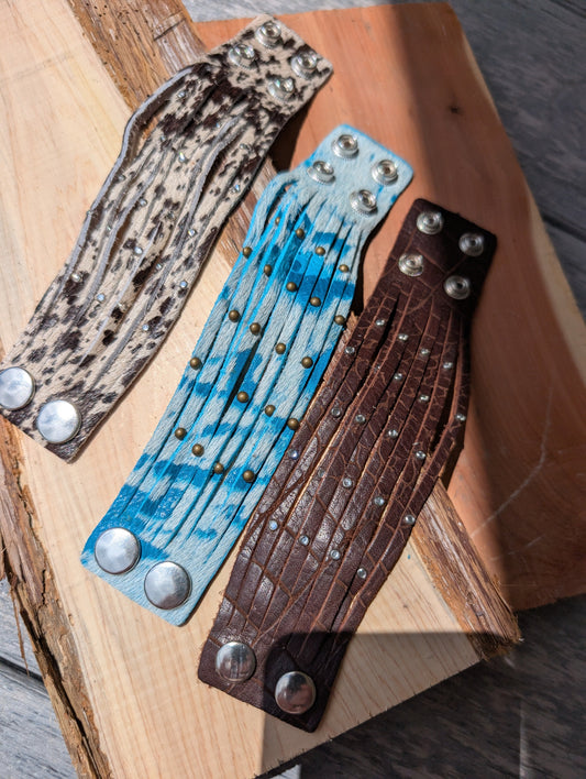 Genuine Leather Jewel Cuff Braclet