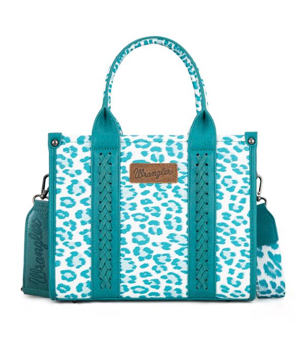 Wrangler Leopard Print Tote Crossbody - Turquoise