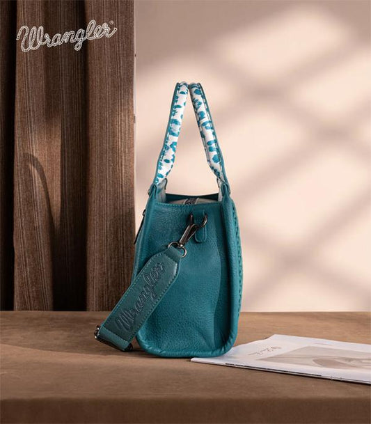 Wrangler Leopard Print Tote Crossbody - Turquoise