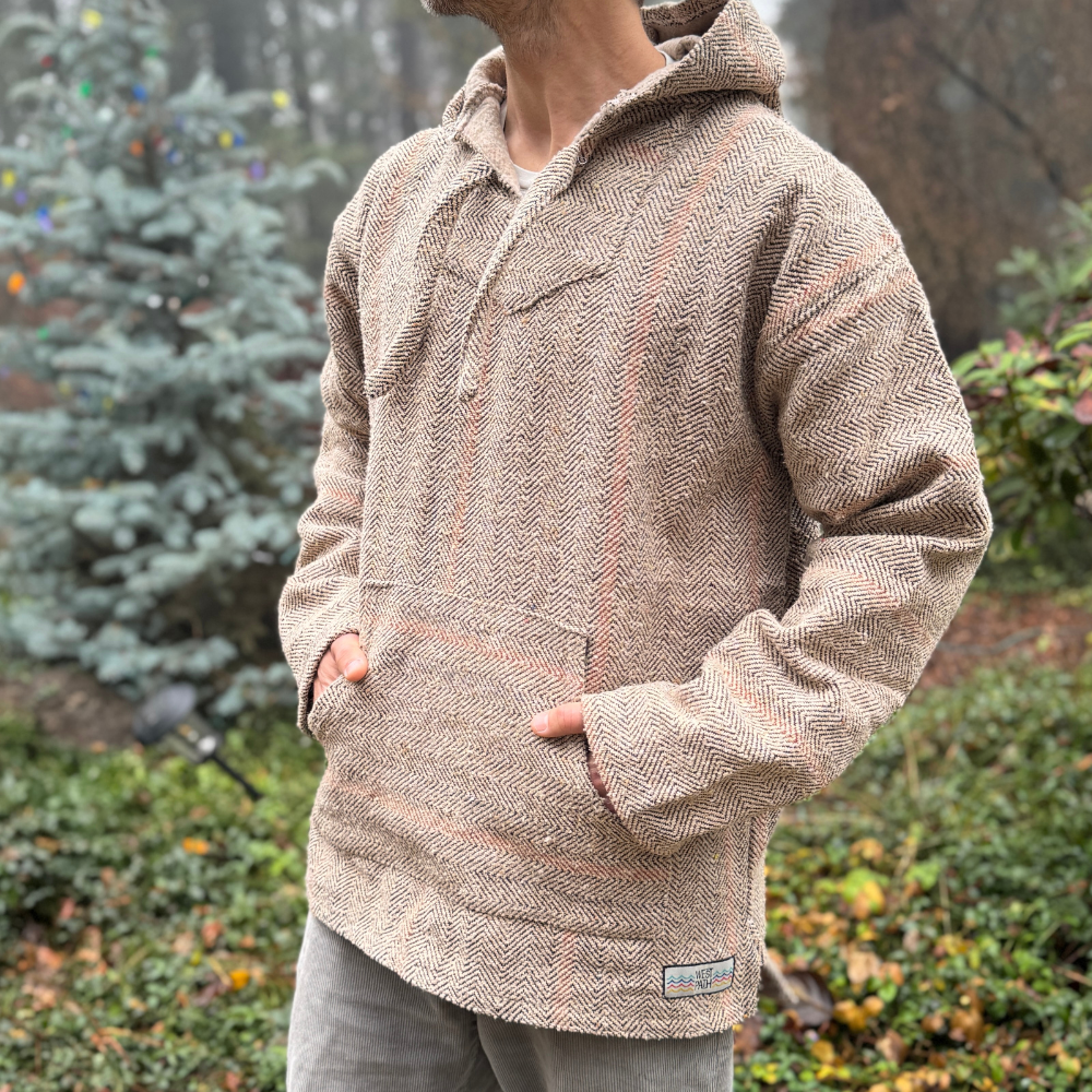 Baja Hoodie Mexican Pullover Sweater - Natural